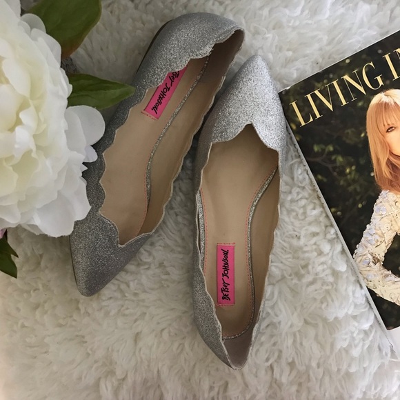 Betsey Johnson Shoes - Betsey Johnson Crosby glitter upper flats .